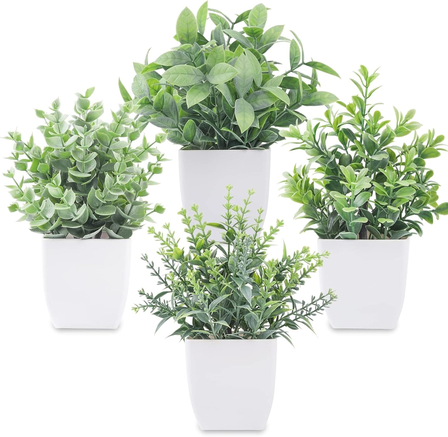 Vibrant 4-Pack Faux Potted Plants For Stylish Home Décor